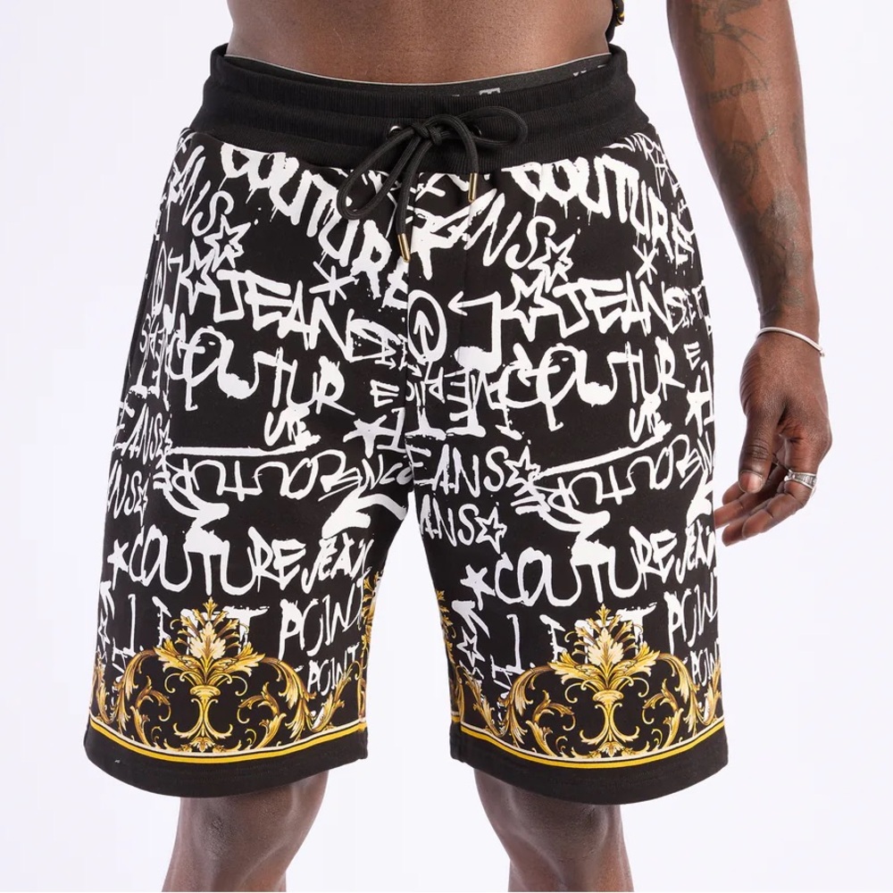 $72 Left Point “Print Point” Baroque Graffiti Shorts – YO24-107-1